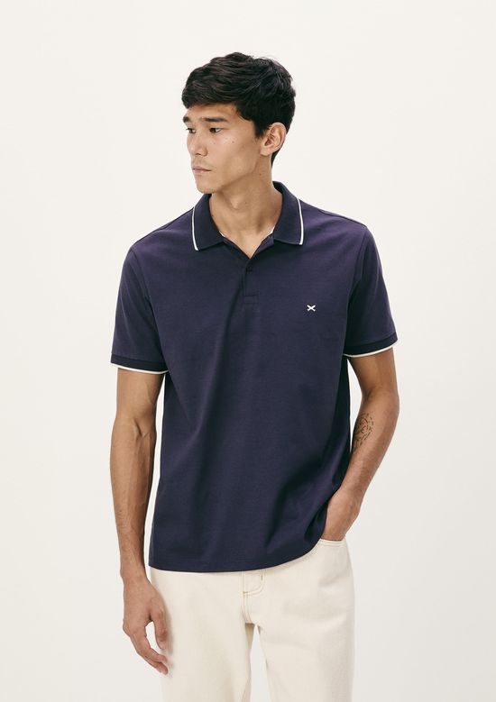 Foto do produto: Camisa Polo Básica Masculina Super Cotton Com Bordado - Azul