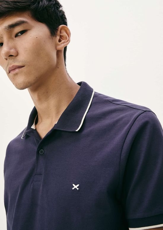 Foto do produto: Camisa Polo Básica Masculina Super Cotton Com Bordado - Azul