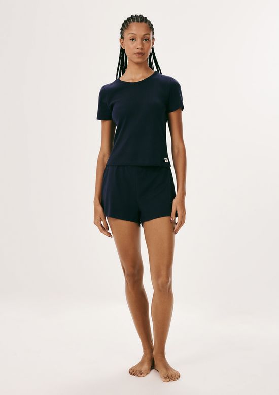 Foto do produto: Pijama Curto Feminino Em Ribana Canelada - Azul