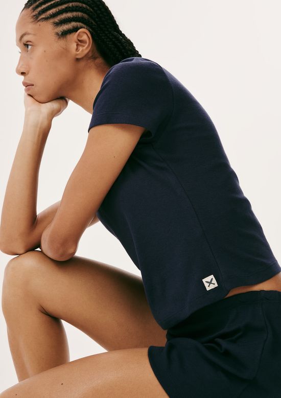 Foto do produto: Pijama Curto Feminino Em Ribana Canelada - Azul