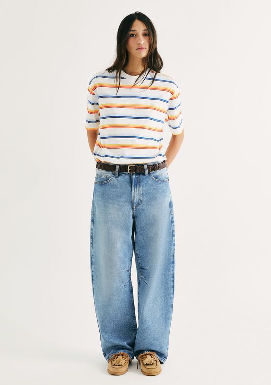 Foto do produto: Calça Jeans Feminina Barrel Cintura Média - Azul