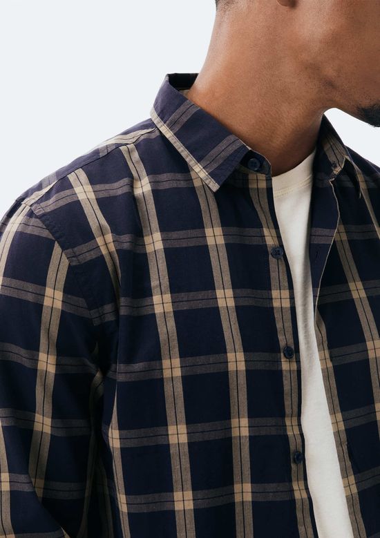 Foto do produto: Camisa Masculina Manga Longa Xadrez - Bege