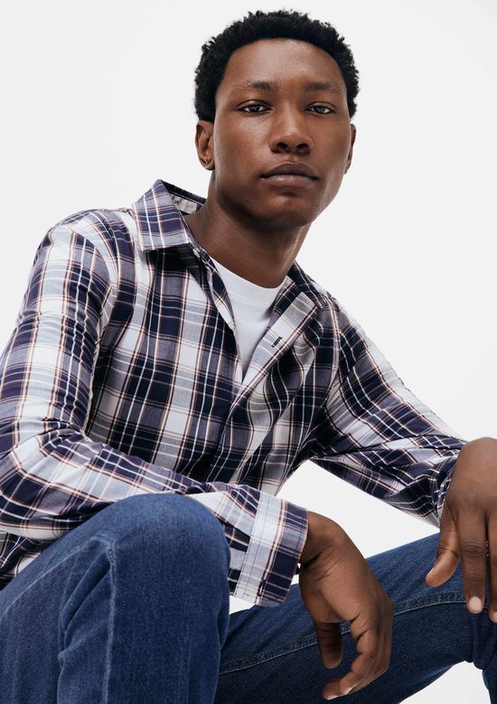 Foto do produto: Camisa Masculina Manga Longa Xadrez - Azul