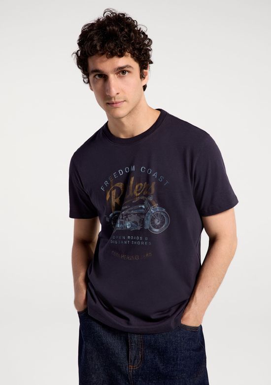 Foto do produto: Camiseta Masculina Manga Curta Com Estampa - Azul