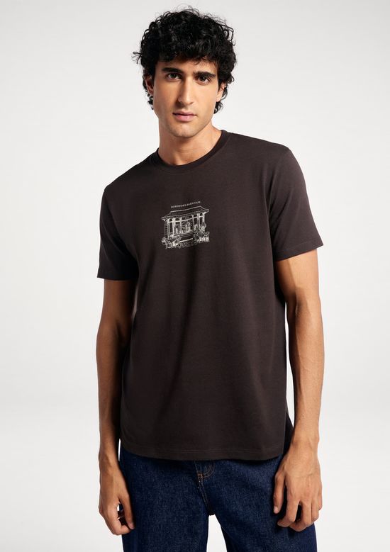 Foto do produto: Camiseta Masculina Manga Curta Com Estampa - Marrom