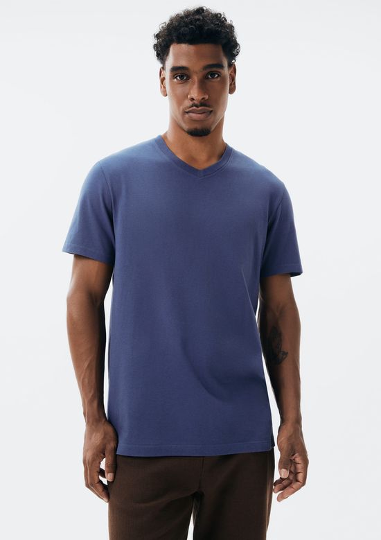 Foto do produto: Camiseta Básica Masculina Manga Curta Gola V World - Azul