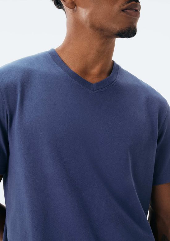 Foto do produto: Camiseta Básica Masculina Manga Curta Gola V World - Azul