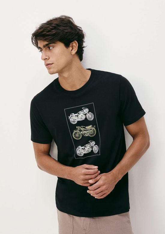 Foto do produto: Camiseta Masculina Manga Curta Com Estampa - Preto
