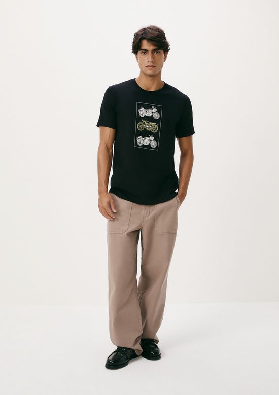 Foto do produto: Camiseta Masculina Manga Curta Com Estampa - Preto