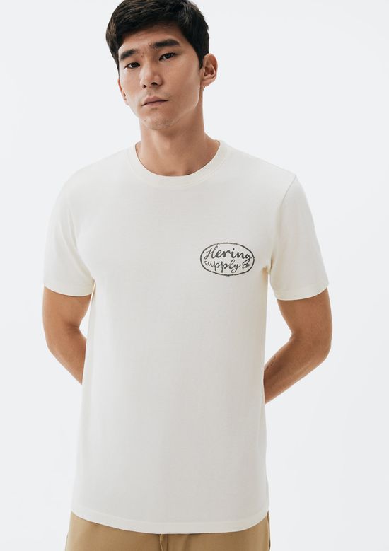 Foto do produto: Camiseta Masculina Manga Curta Com Estampa - Off white