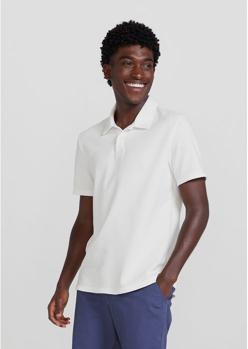 Camisa Polo Básica Masculina Regular - Off White