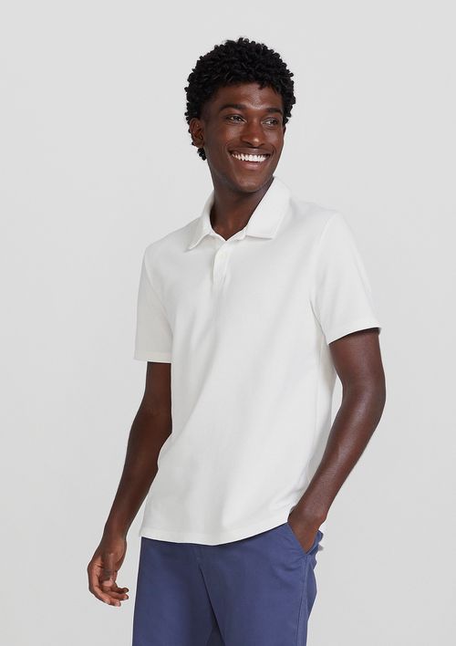 Camisa Polo Básica Masculina Regular - Off White