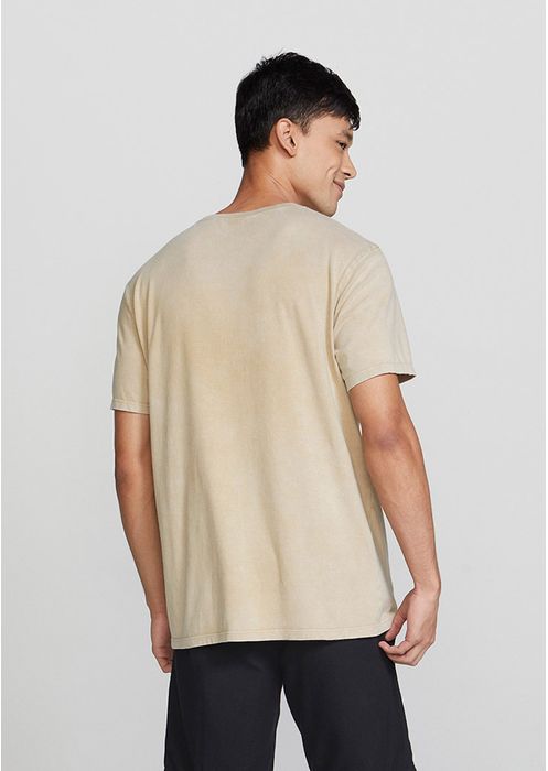 Camiseta Masculina Em Algodão Com Lavanderia Estonada - Bege