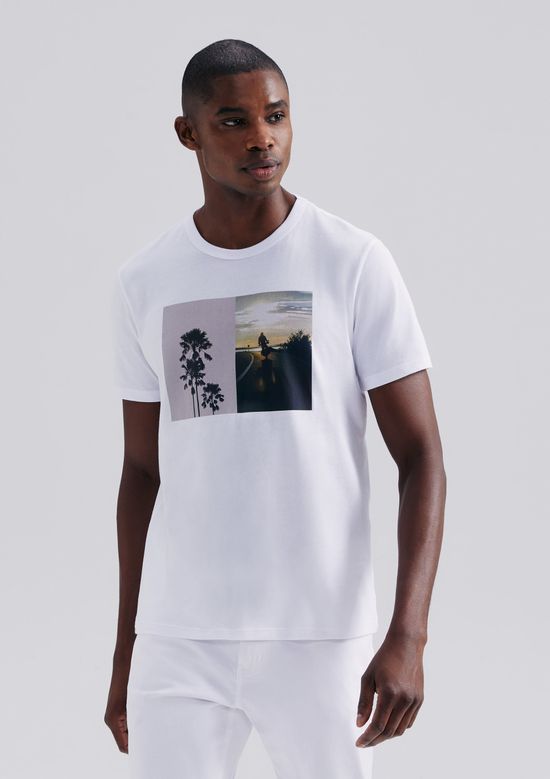 Foto do produto: Camiseta Masculina Manga Curta Com Estampa - Branco