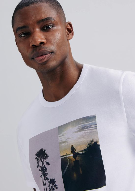 Foto do produto: Camiseta Masculina Manga Curta Com Estampa - Branco