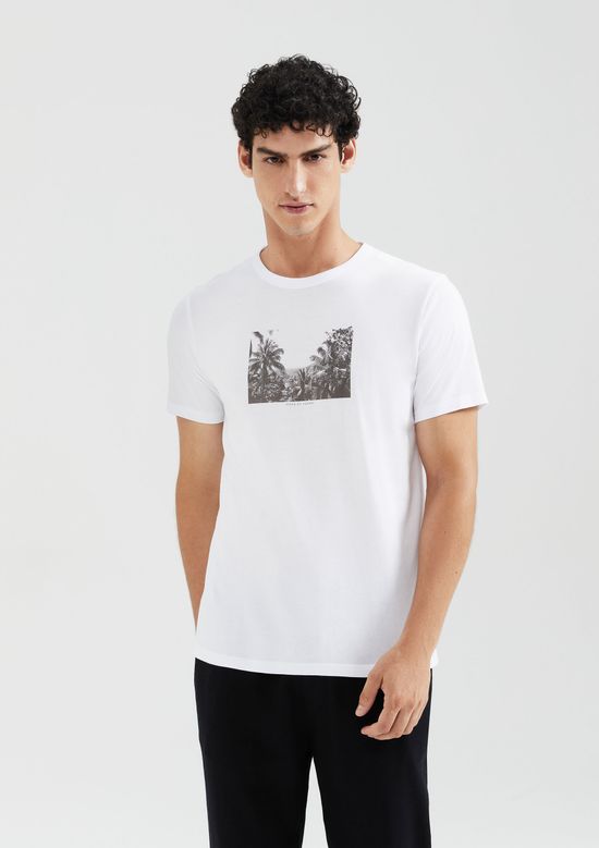 Foto do produto: Camiseta Masculina Manga Curta Com Estampa - Branco