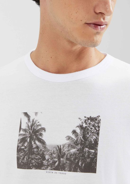 Foto do produto: Camiseta Masculina Manga Curta Com Estampa - Branco