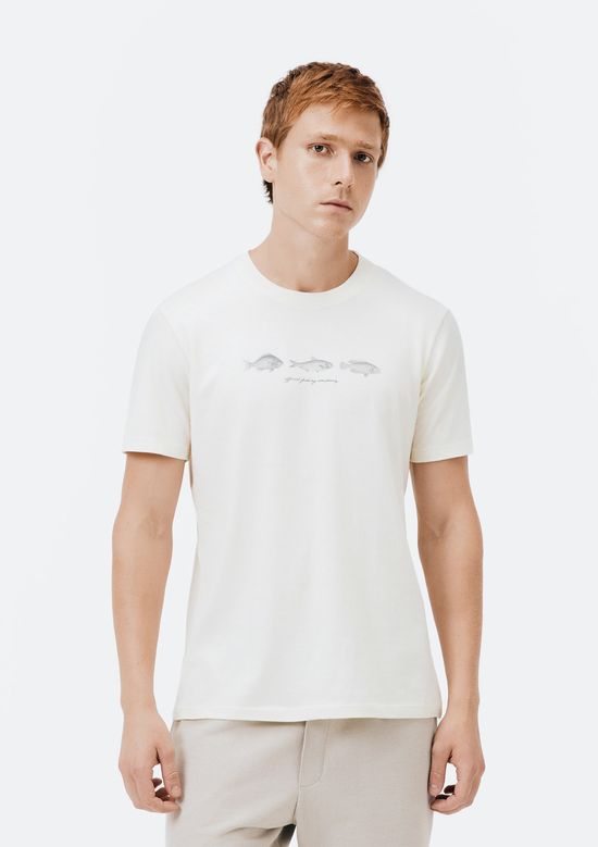 Foto do produto: Camiseta Masculina Manga Curta Com Estampa - Off white