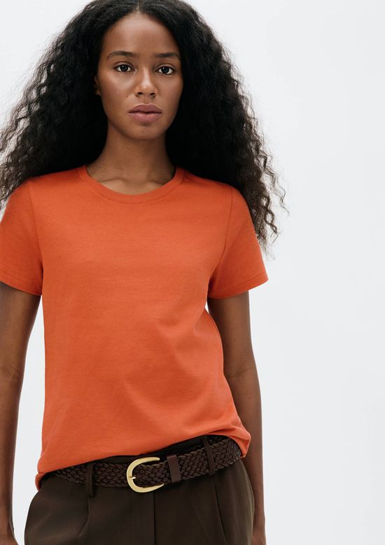 Foto do produto: Blusa Básica Feminina Manga Curta Slim World - Laranja