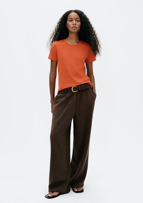 Foto do produto: Blusa Básica Feminina Manga Curta Slim World - Laranja