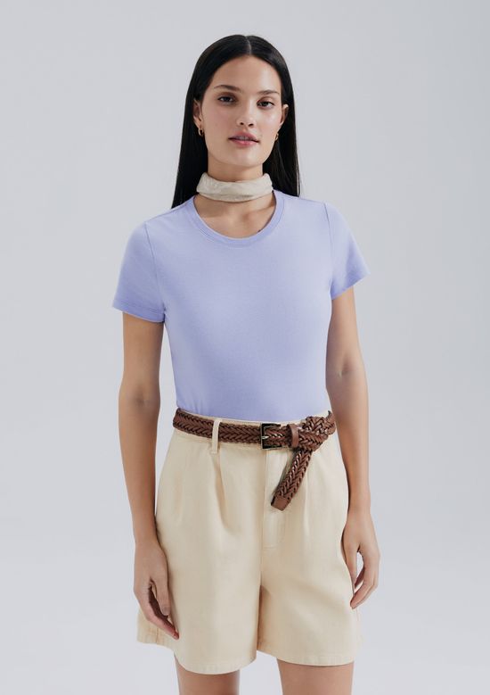 Foto do produto: Camiseta Básica Feminina Slim World - Lilás