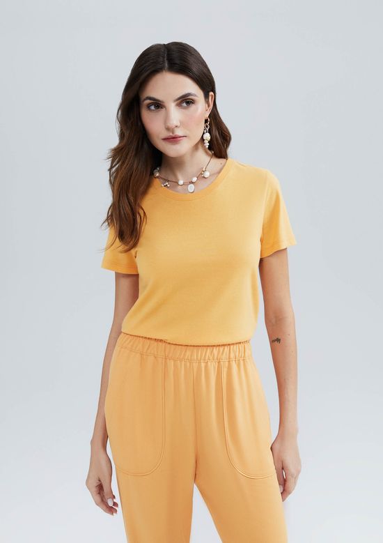 Foto do produto: Camiseta Básica Feminina Slim World - Laranja