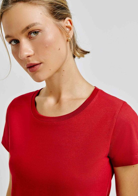 Foto do produto: Camiseta Básica Feminina Slim World - Vermelho