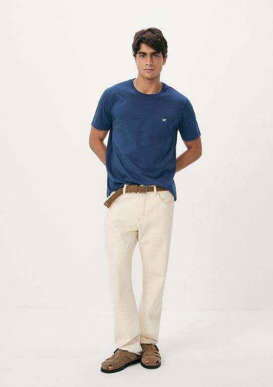 Foto do produto: Camiseta Básica Masculina World Com Bordado - Azul