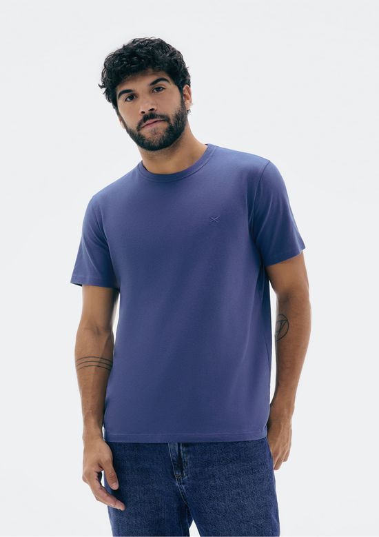 Foto do produto: Camiseta Básica Masculina World Com Bordado - Azul