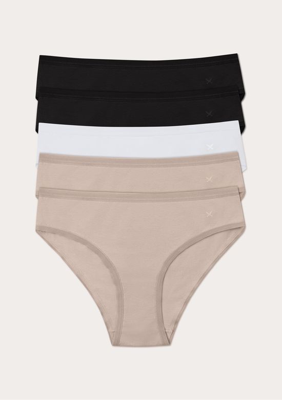 Foto do produto: Kit 5 Calcinhas Básicas Biquíni Em Algodão - Multicolorido