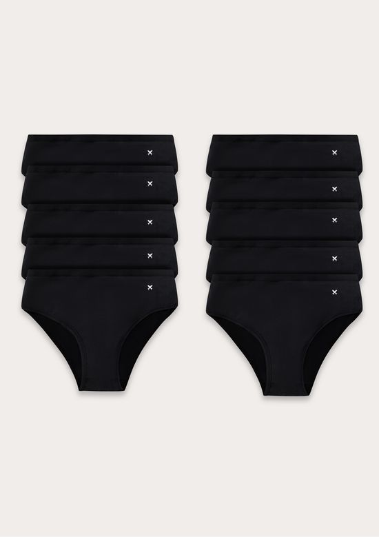 Foto do produto: Kit 10 Calcinhas Básicas Caleçon Em Algodão - Preto