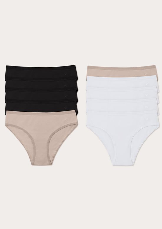 Foto do produto: Kit 10 Calcinhas Básicas Biquíni Em Algodão - Multicolorido