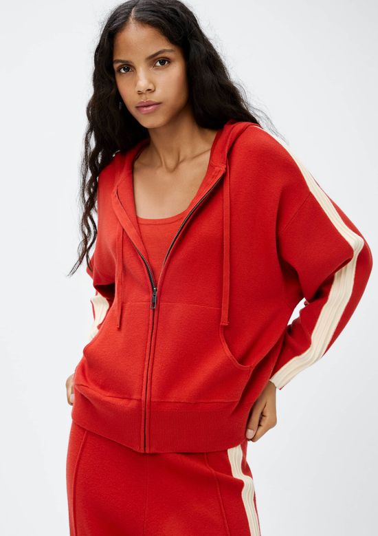 Foto do produto: Jaqueta feminina em Tricô com Capuz - Vermelho