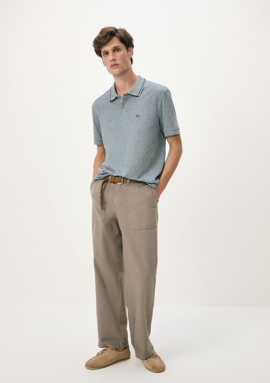 Foto do produto: Camisa Polo Básica Masculina Em Malha Texturizada - Azul