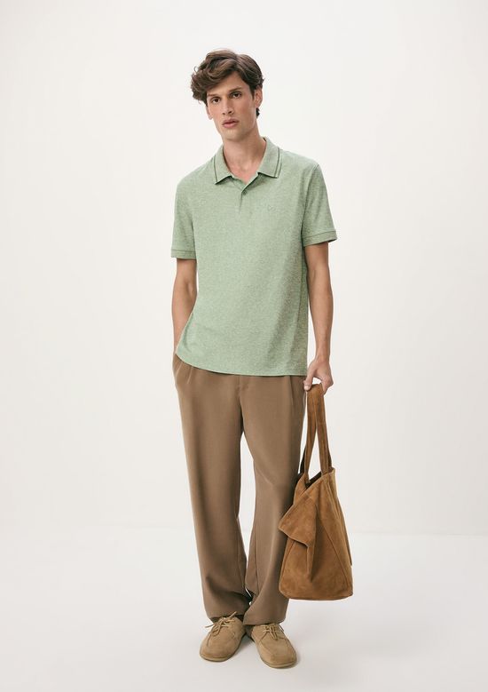Foto do produto: Camisa Polo Básica Masculina Em Malha Texturizada - Verde