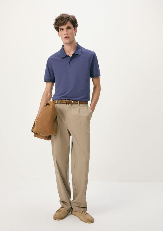 Foto do produto: Camisa Polo Básica Masculina Manga Curta Em Piquet - Azul