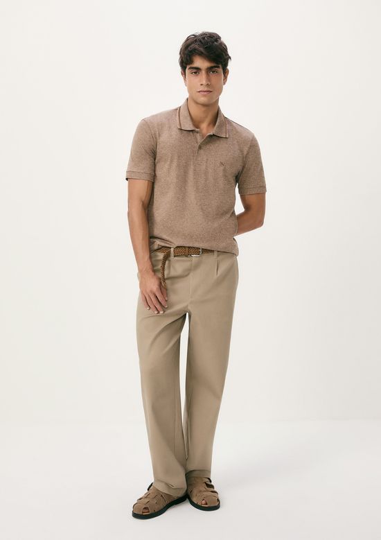 Foto do produto: Camisa Polo Básica Masculina Em Malha Texturizada - Marrom