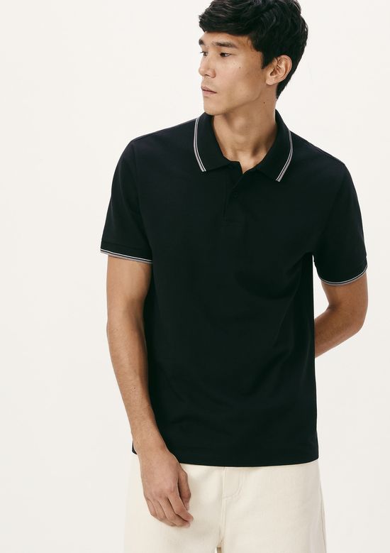Foto do produto: Camisa Polo Básica Masculina Manga Curta Em Piquet - Preto