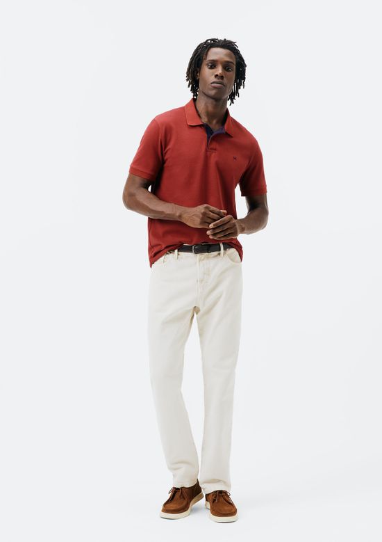 Foto do produto: Camisa Polo Básica Masculina Em Piquet Com Bordado - Vermelho