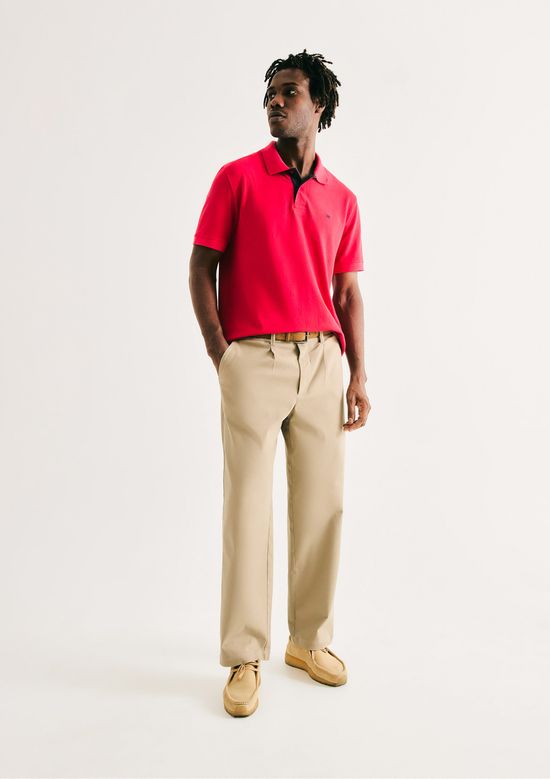Foto do produto: Camisa Polo Básica Masculina Em Piquet Com Bordado - Vermelho