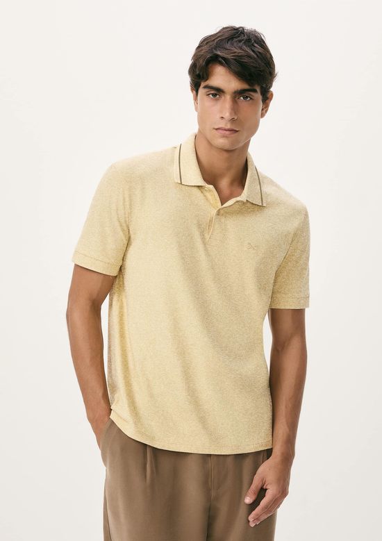 Foto do produto: Camisa Polo Básica Masculina Em Malha Texturizada - Bege