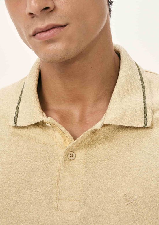 Foto do produto: Camisa Polo Básica Masculina Em Malha Texturizada - Bege
