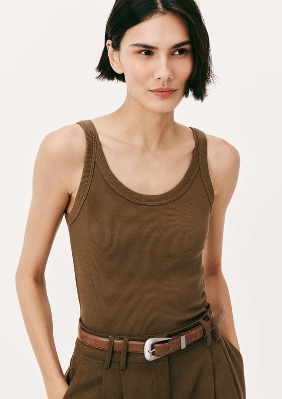 Foto do produto: Regata Básica Feminina Slim Rib - Marrom