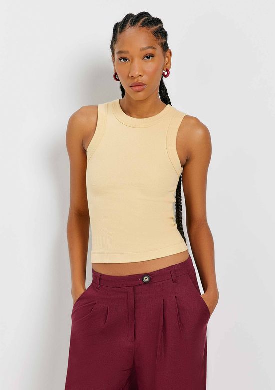 Foto do produto: Regata Básica Feminina Slim Neck - Amarelo