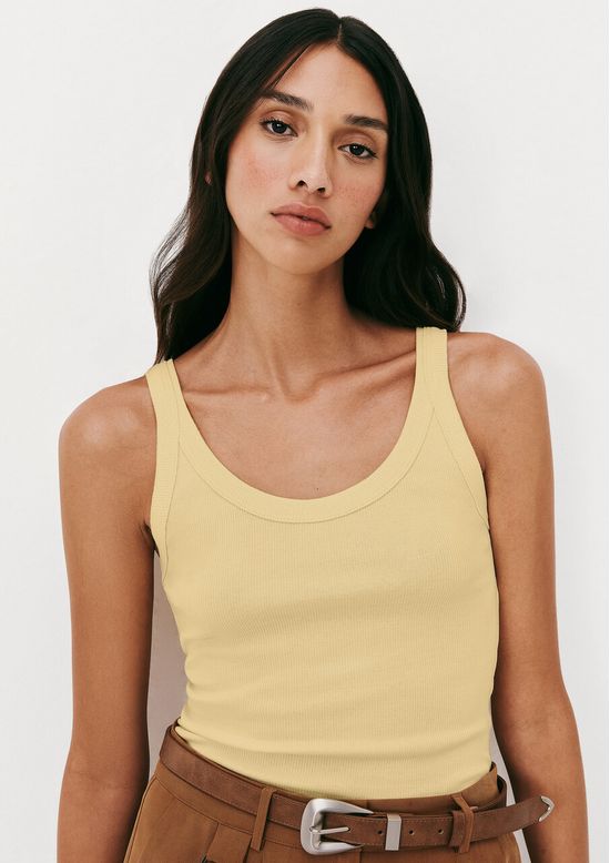 Foto do produto: Regata Básica Feminina Slim Rib - Amarelo