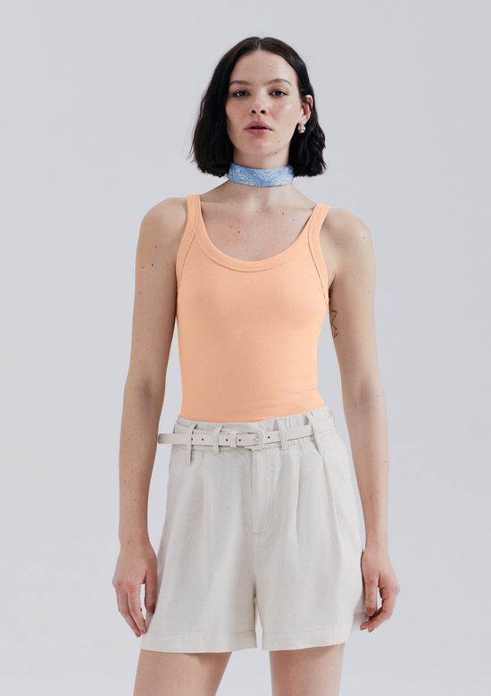 Foto do produto: Regata Básica Feminina Slim Rib - Laranja