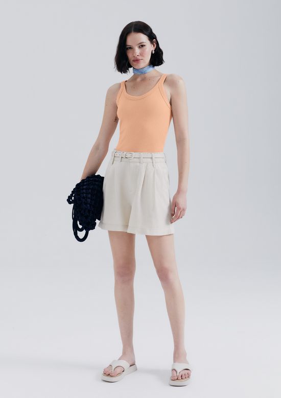 Foto do produto: Regata Básica Feminina Slim Rib - Laranja