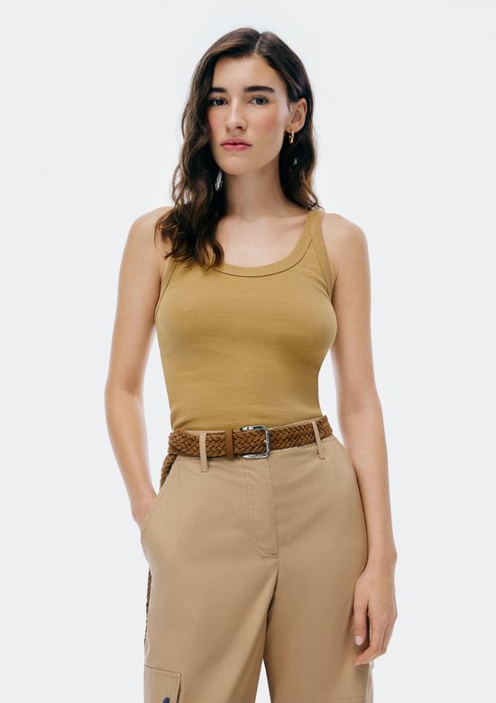 Foto do produto: Regata Básica Feminina Slim Rib - Caqui