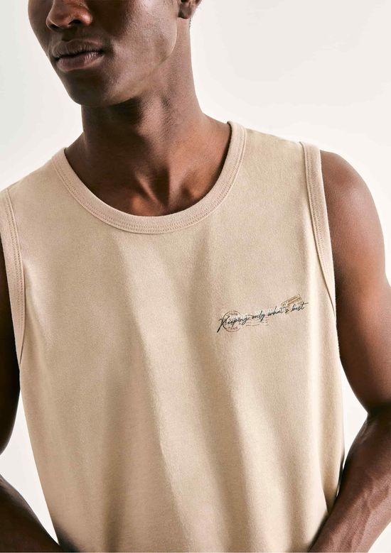 Foto do produto: Regata Básica Masculina Regular Com Estampa - Bege