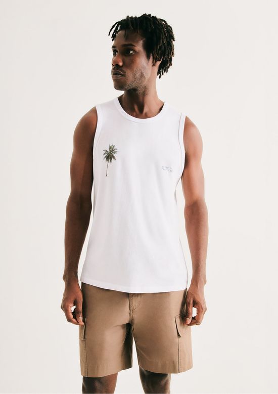 Foto do produto: Regata Básica Masculina Regular Com Estampa - Branco